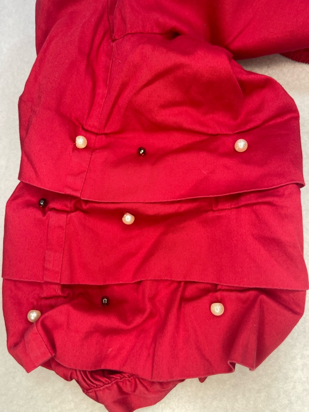 Guess Red Off Shoulder Blouse Small Ruffle Sleeve Pearl Detail Top - Picture 7 of 7